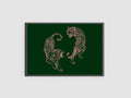 Pink Tigers Print Japanese Tigers On Dark Green Canvas Wall Art For Modern Living Rooms by My Store