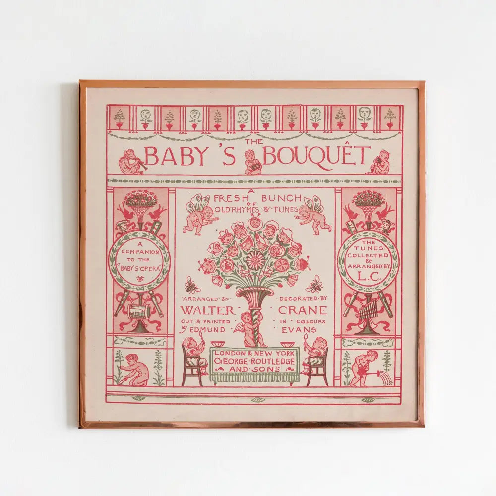 Pink Vintage Art Nouveau Nursery Wall Art Print By Walter Crane For Elegant Home Decor by My Store