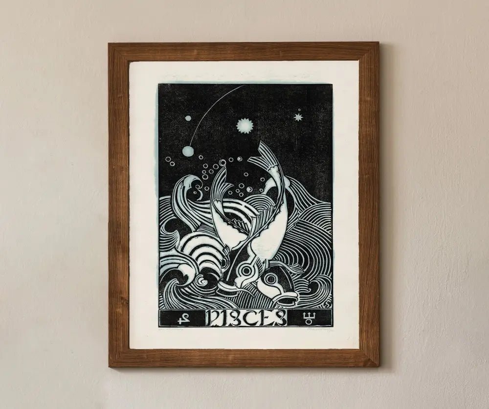 Pisces Astrological Sign Poster Mid Century Modern Art by My Store