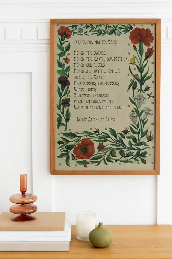 Prayer for Mother Earth Print, Native American Floral Art, Large Botanical Wall Decor by My Store
