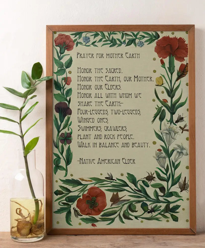 Prayer for Mother Earth Print, Native American Floral Art, Large Botanical Wall Decor by My Store