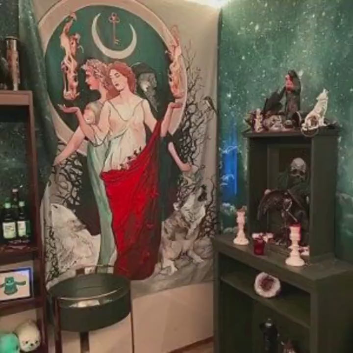 Hecate Moon Goddess - Curtain - Purple Dress Door Panel - Moon Alchemy Design Bohemian Art