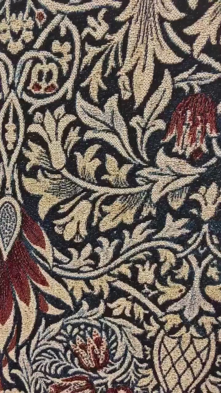 William Morris Floral Tapestry: Woven Cotton Bohemian Blanket