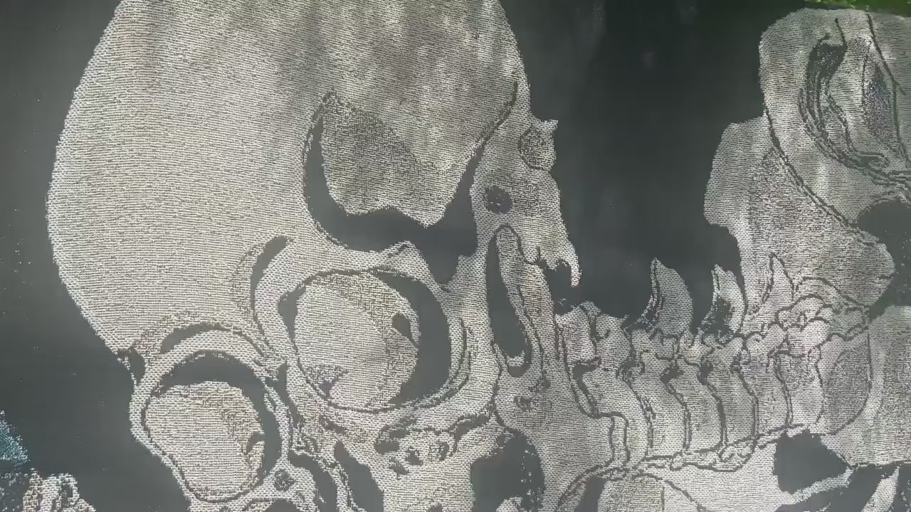 Woven Cotton Blanket - The Witch And The Skeleton Spectre