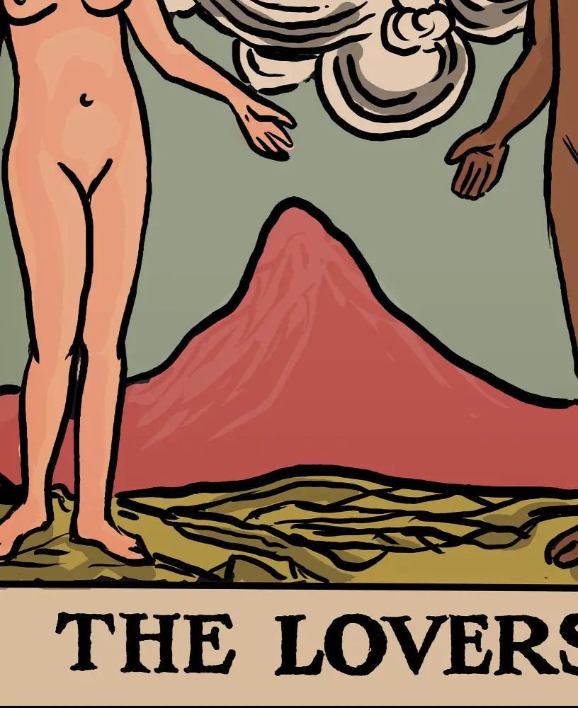 Printagrams The Lovers Tarot Card Print Bi Racial Lovers Black Man White Woman Poster No Frame by My Store