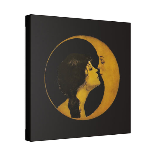 Moonlit Love Stretched Canvas Art, Romantic Wall Decor, Bedroom Art, Gift for Couples, Home Decor, Anniversary Gift