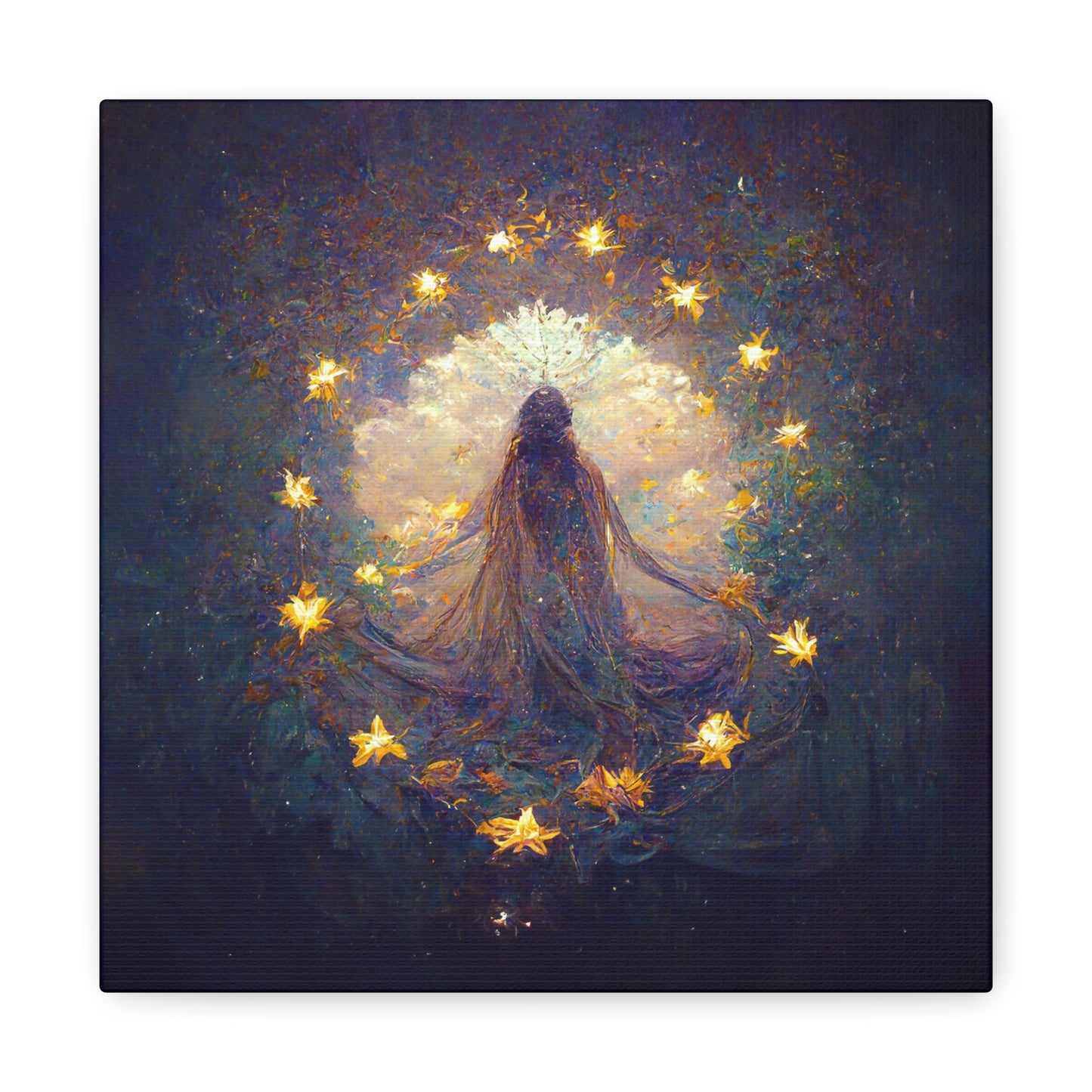 Enchanted Canvas Art, Magical Wall Decor, Ethereal Home Decoration, Starry Night Artwork, Mystical Living Room Accent