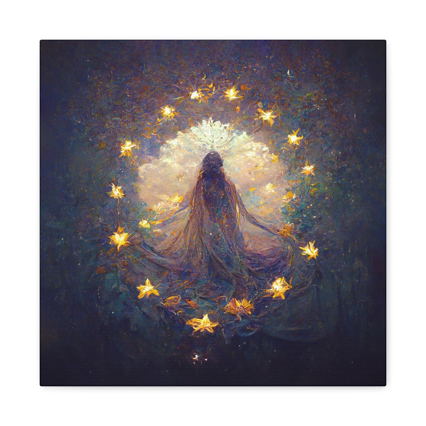 Enchanted Canvas Art, Magical Wall Decor, Ethereal Home Decoration, Starry Night Artwork, Mystical Living Room Accent