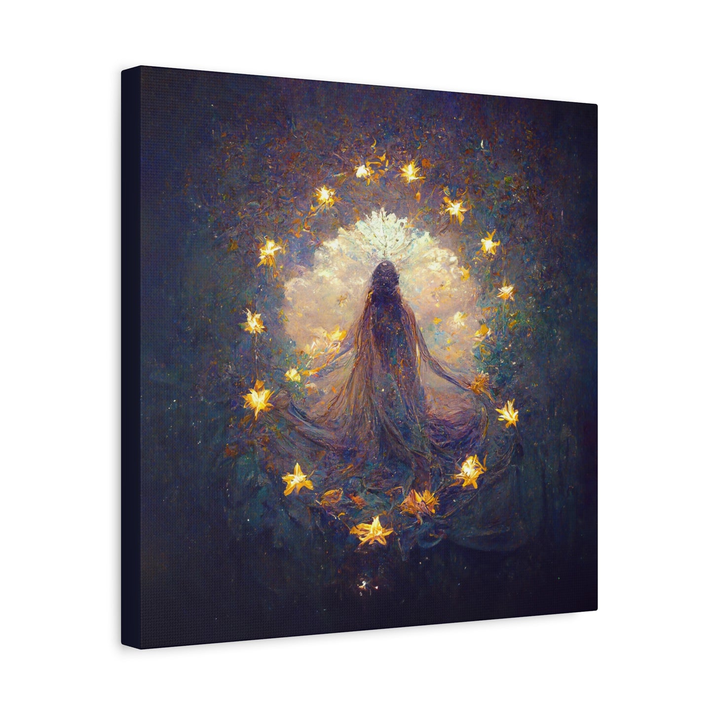 Enchanted Canvas Art, Magical Wall Decor, Ethereal Home Decoration, Starry Night Artwork, Mystical Living Room Accent