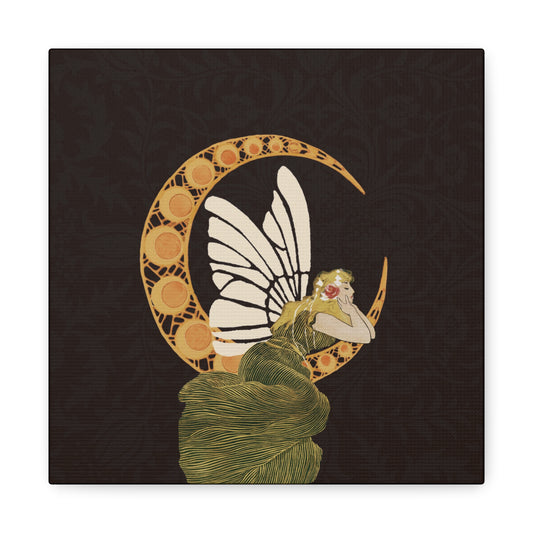 Enchanting Moonlit Fairy Canvas Art, Whimsical Home Decor, Fantasy Wall Art, Magical Gift for Nature Lovers, Boho Aesthetic - DesignBohemian