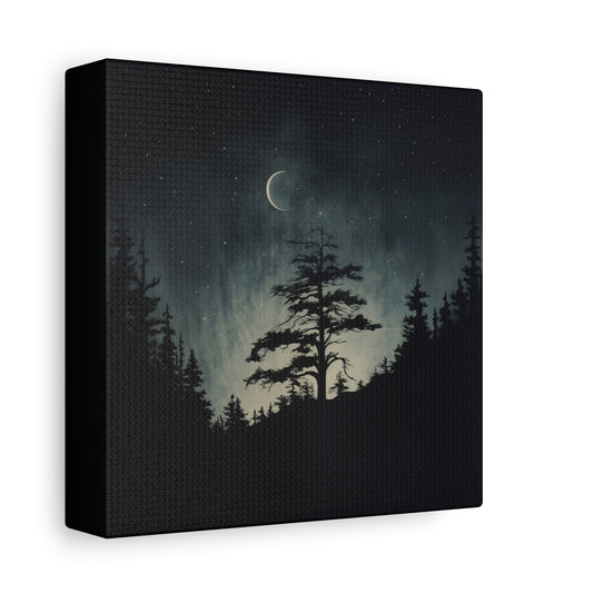 Starry Night Matte Canvas Wall Art, Celestial Home Decor, Nature Lovers Gift, Rustic Wall Decor, Peaceful Bedroom Artwork