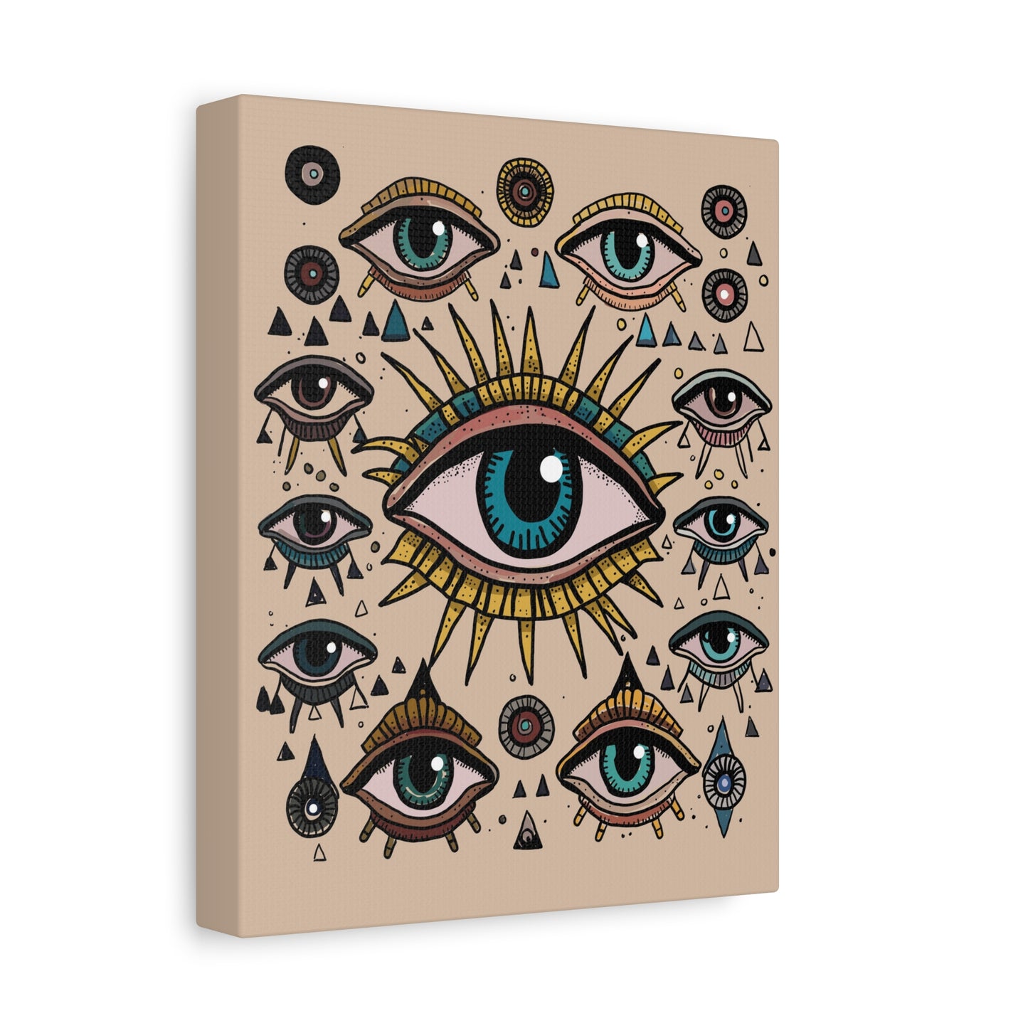 Mystical Eye Wall Art Canvas, Sacred Geometry Decor, Bohemian Room Accent, Spiritual Home Gift, Unique Eye Artwork - DesignBohemian
