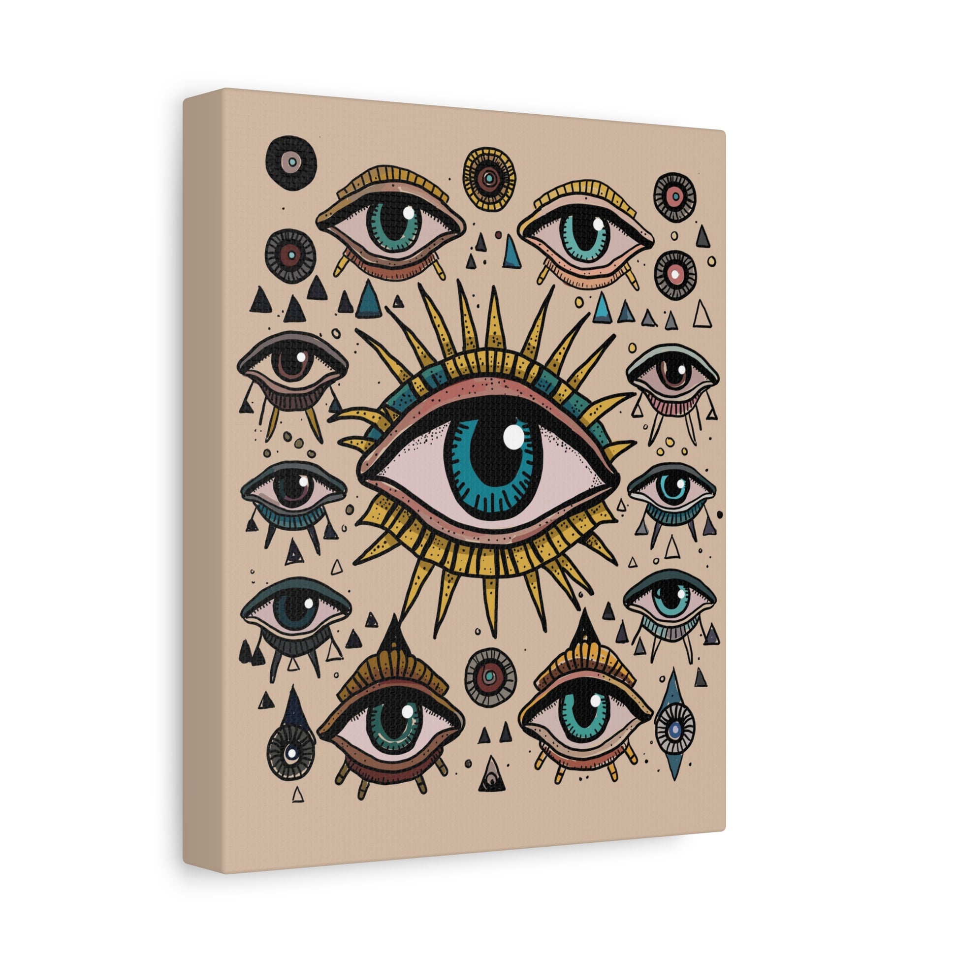 Mystical Eye Wall Art Canvas, Sacred Geometry Decor, Bohemian Room Accent, Spiritual Home Gift, Unique Eye Artwork - DesignBohemian