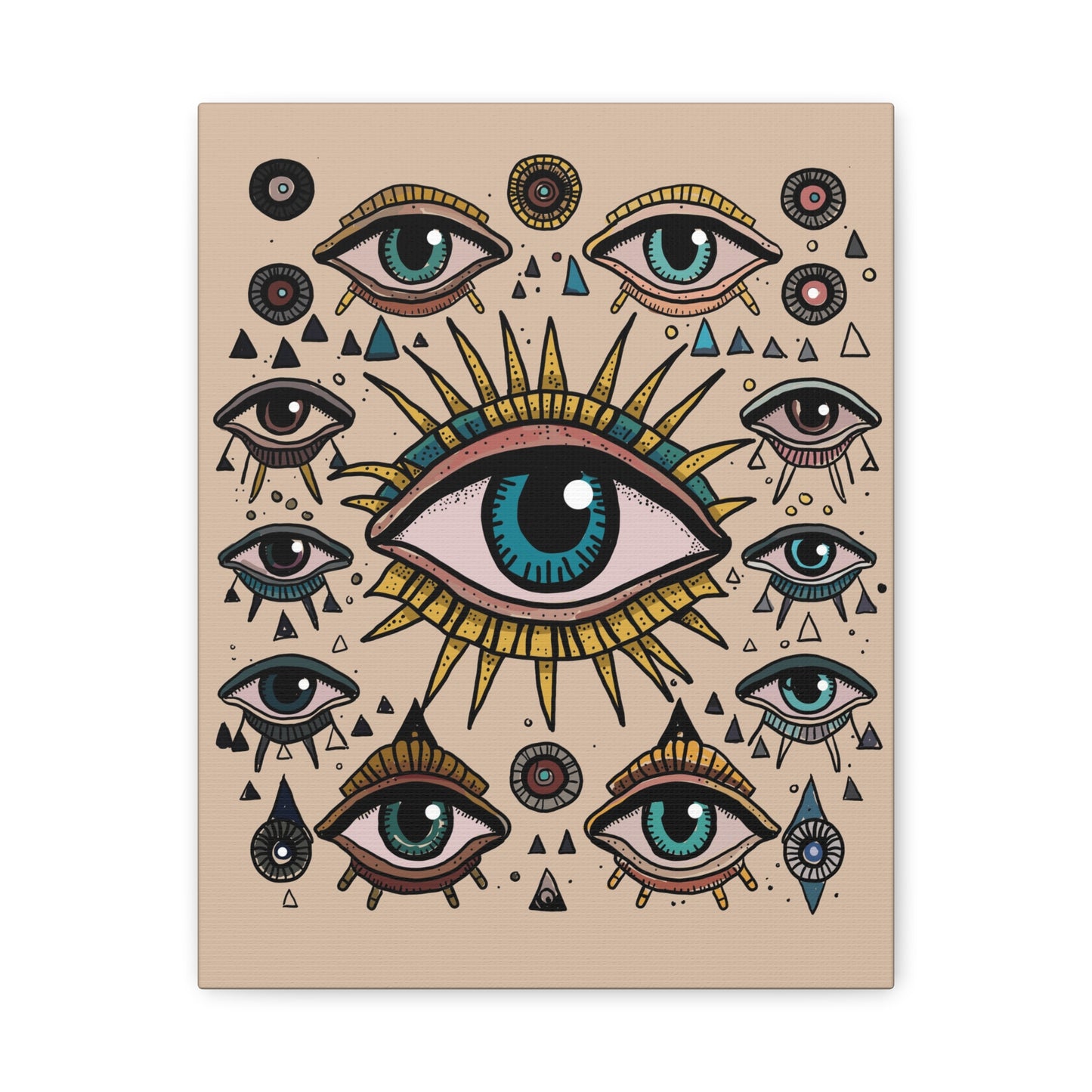 Mystical Eye Wall Art Canvas, Sacred Geometry Decor, Bohemian Room Accent, Spiritual Home Gift, Unique Eye Artwork - DesignBohemian