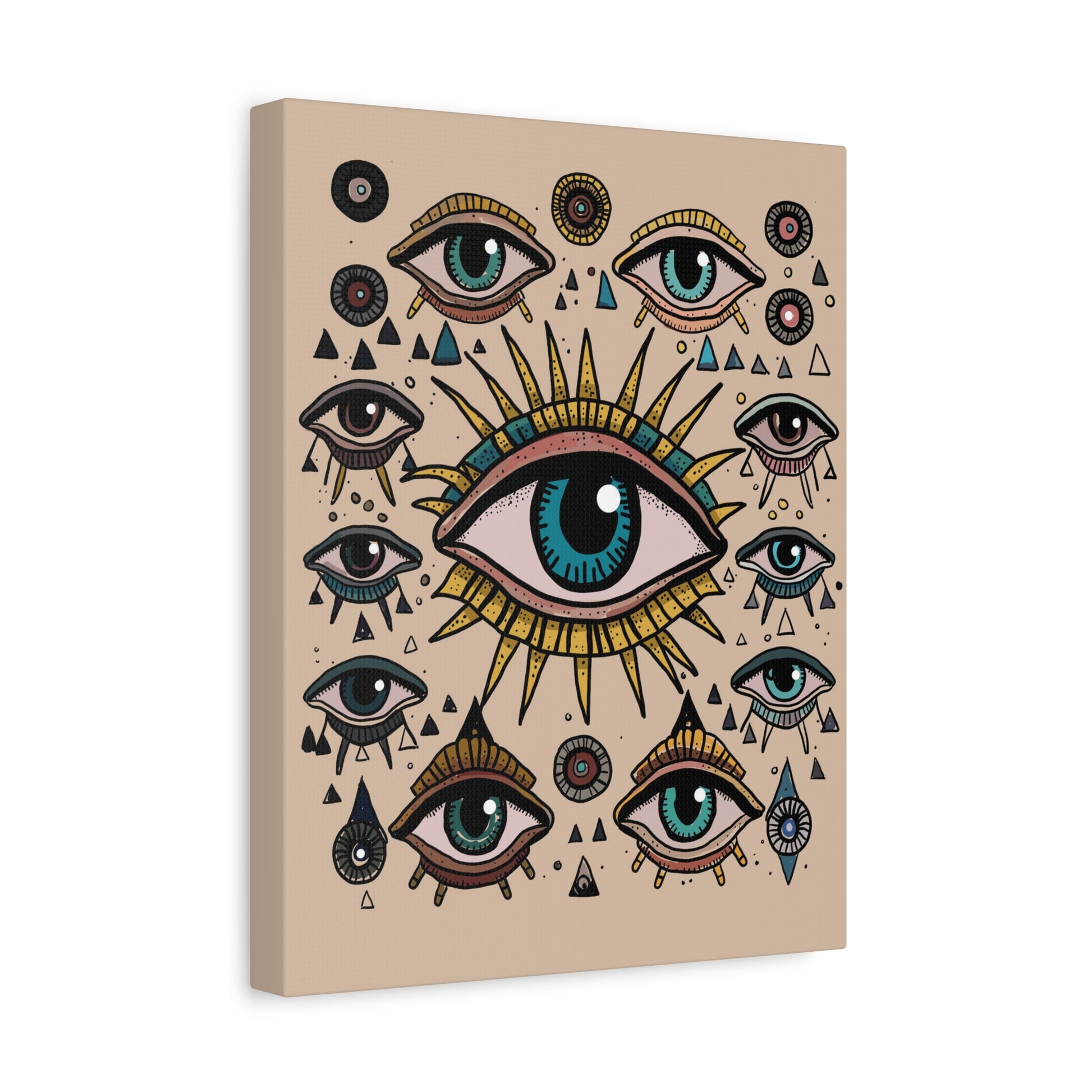 Mystical Eye Wall Art Canvas, Sacred Geometry Decor, Bohemian Room Accent, Spiritual Home Gift, Unique Eye Artwork - DesignBohemian