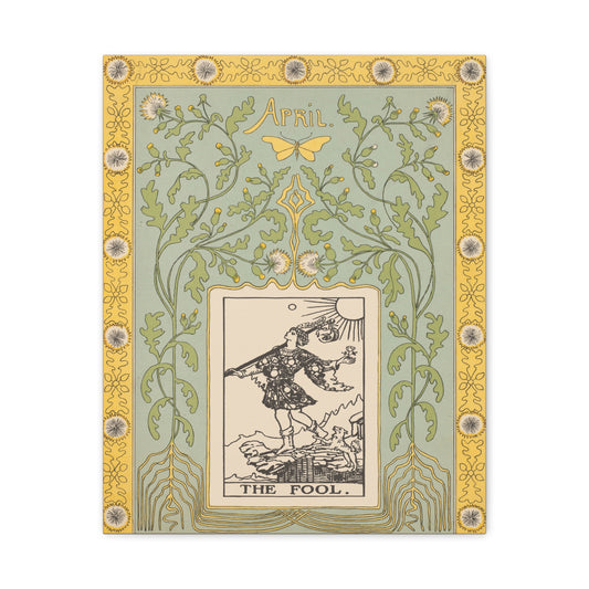 The Fool Tarot Canvas Wall Art with The Fool Card, Inspirational Home Decor, Yellow and Green, Tarot Wall Art, Vintage Style Canvas - DesignBohemian