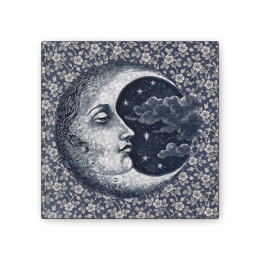 Moon Phase Canvas Wall Art, Celestial Home Decor, Night Sky Artwork, Floral Design Print, Gift for Dreamers - DesignBohemian