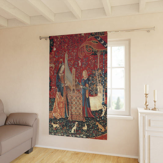 Medieval Themed Window Curtains, Vintage Decorative Drapes, Bohemian Home Decor, Art Fabric Panels, Unique Living Room Accent