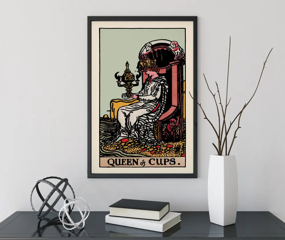 Queen Of Cups Tarot Card Print Elegant Poster No Frame Wall Art For Living Room Meditation Nook by My Store