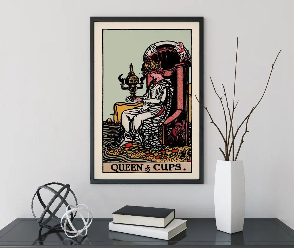 Queen Of Cups Tarot Card Print Elegant Poster No Frame Wall Art For Living Room Meditation Nook by My Store
