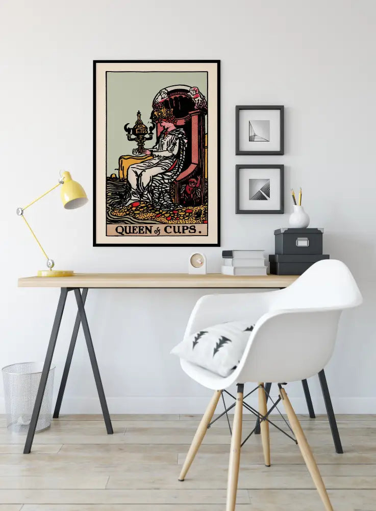 Queen Of Cups Tarot Card Print Elegant Poster No Frame Wall Art For Living Room Meditation Nook by My Store