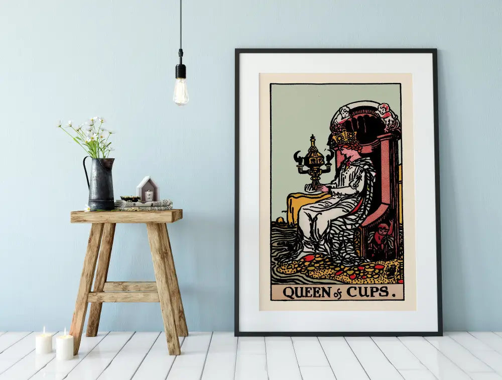 Queen Of Cups Tarot Card Print Elegant Poster No Frame Wall Art For Living Room Meditation Nook by My Store