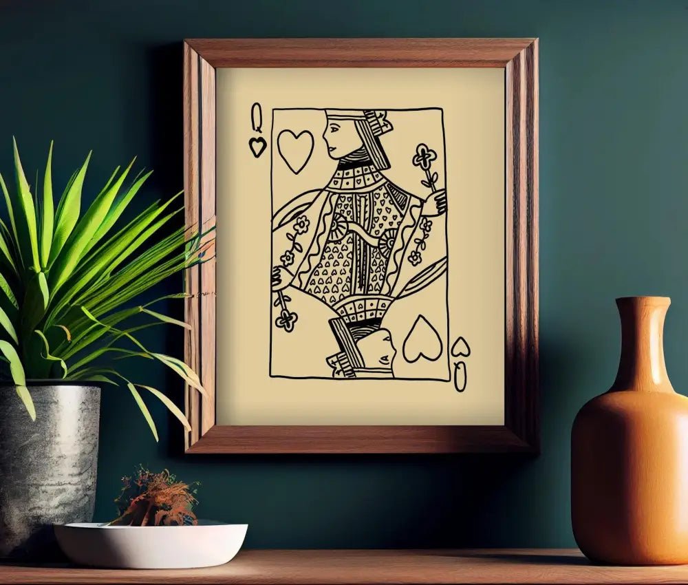 Queen Of Hearts Print Hand Drawn Poster No Frame Wall Art For Elegant Home Decor by My Store