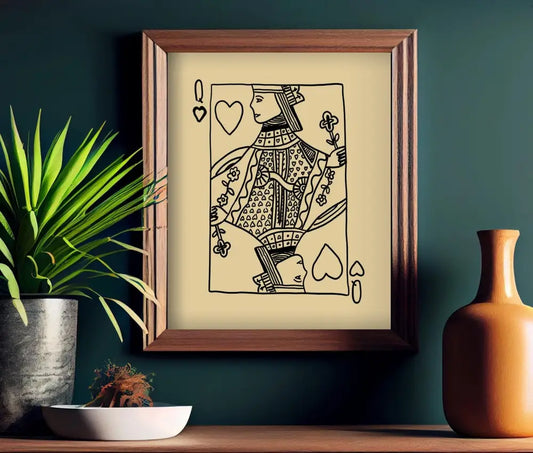 Queen Of Hearts Print Hand Drawn Poster No Frame Wall Art For Elegant Home Decor by My Store