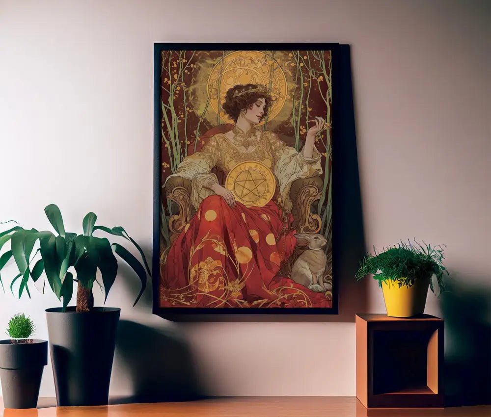 Queen Of Pentacles Tarot Card Print Eclectic Poster by My Store