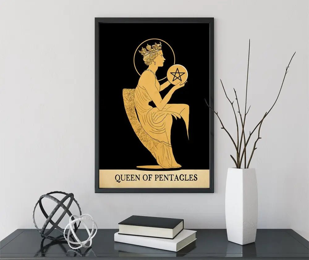 Queen Of Pentacles Tarot Card Print No Frame Poster From Green Menagerie Tarot Collection by My Store
