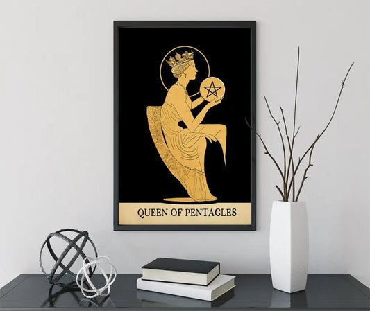 Queen Of Pentacles Tarot Card Print No Frame Poster From Green Menagerie Tarot Collection by My Store