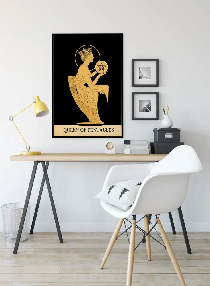 Queen Of Pentacles Tarot Card Print No Frame Poster From Green Menagerie Tarot Collection by My Store
