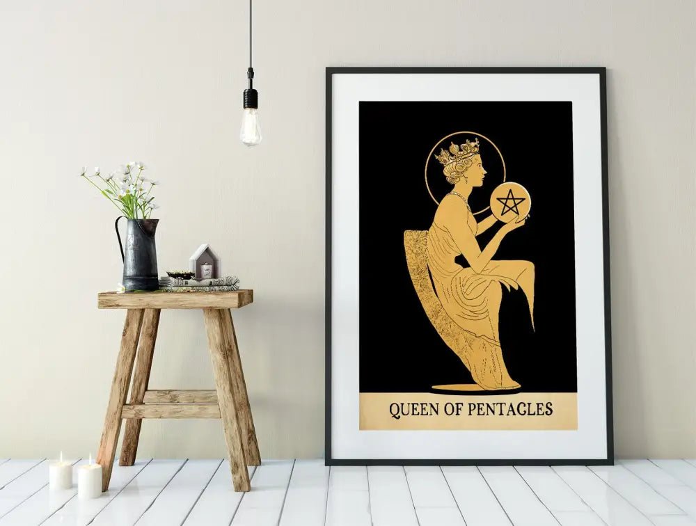 Queen Of Pentacles Tarot Card Print No Frame Poster From Green Menagerie Tarot Collection by My Store