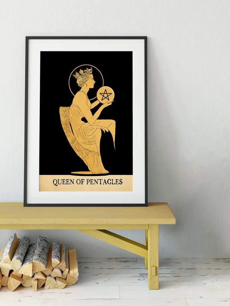 Queen Of Pentacles Tarot Card Print No Frame Poster From Green Menagerie Tarot Collection by My Store