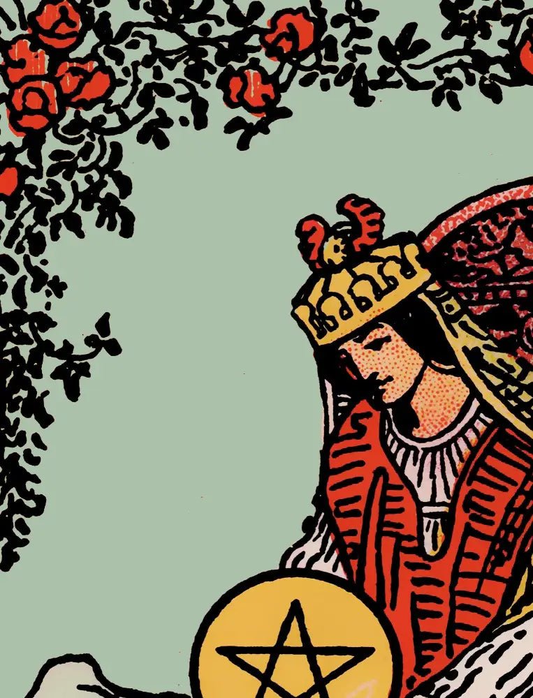 Queen Of Pentacles Tarot Card Print The Blue Sky Poster Wall Art For Tarot Lovers by My Store