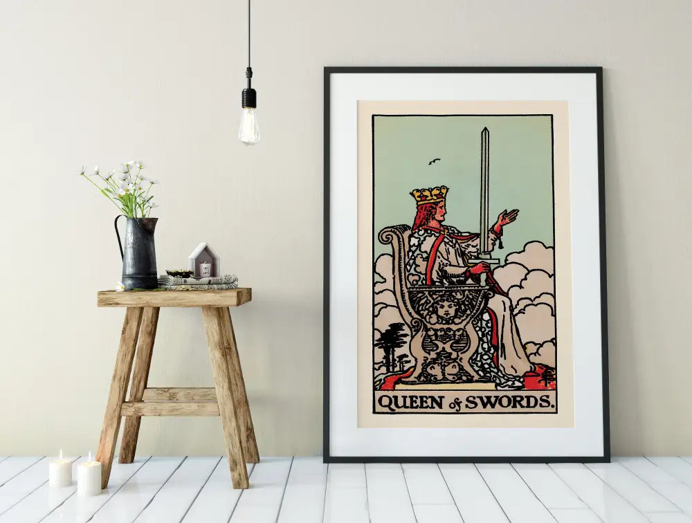 Queen of Swords Tarot Card Print Stunning Wall Poster by My Store