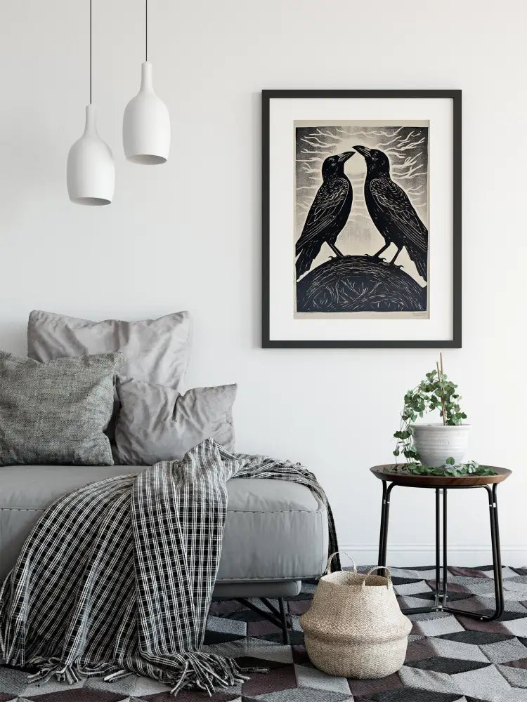 Raven Print Crow Spirit Poster Ravens And Sun On Premium Archival Smooth Matte Fine Art Paper by My Store