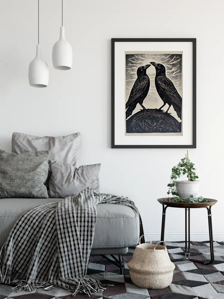 Raven Print Crow Spirit Poster Ravens And Sun On Premium Archival Smooth Matte Fine Art Paper by My Store