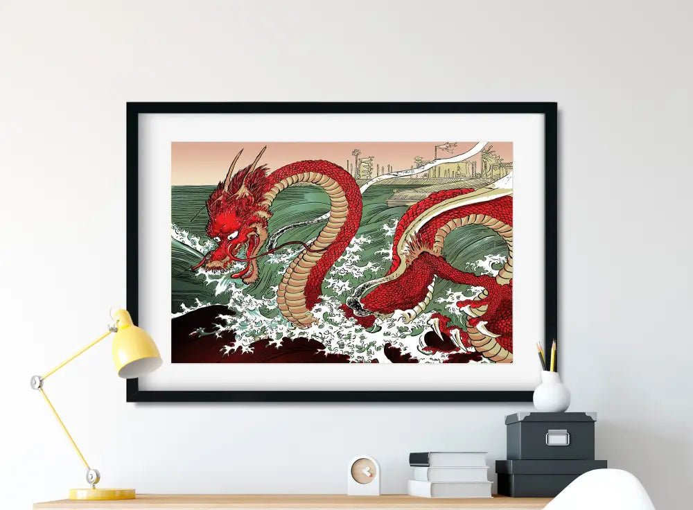 Red Dragon Ukiyoe Print By Utagawa Kuniyoshi No Frame by My Store