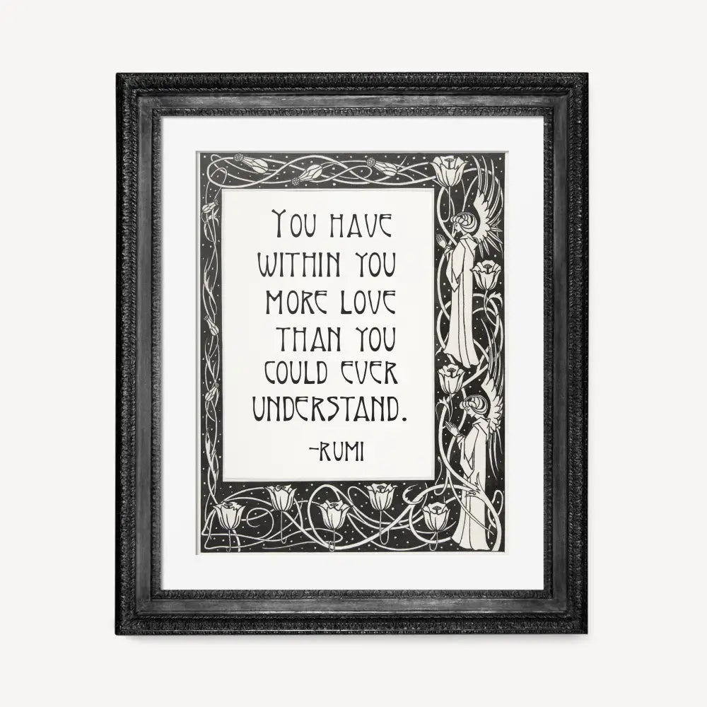 Rumi Poem Poster Black And White Bohemian Quote Art Print For Inspirational Wall Decor by My Store