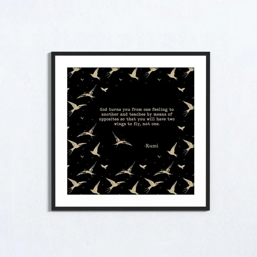 Rumi Wings Poem Art Print Premium Archival Matte Paper 230gsm Literary Wall Art Made In USA by DesignBohemian