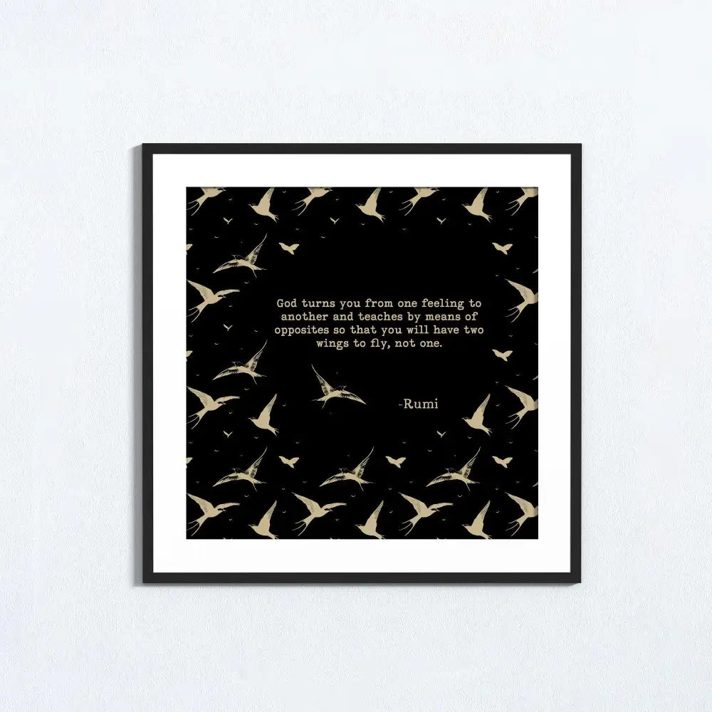 Rumi Wings Poem Art Print Premium Archival Matte Paper 230gsm Literary Wall Art Made In USA by DesignBohemian