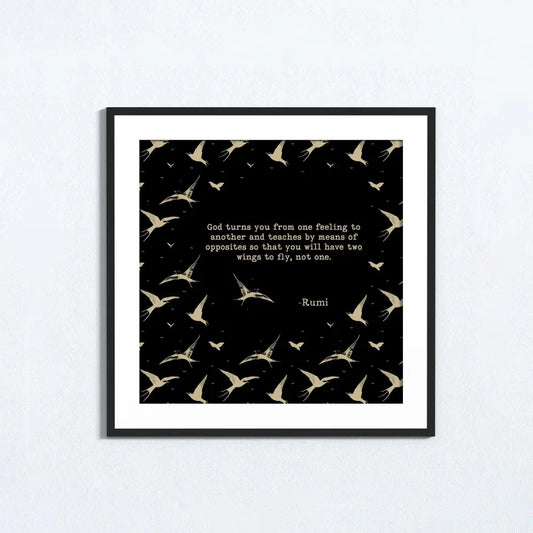 Rumi Wings Poem Art Print Premium Archival Matte Paper 230gsm Literary Wall Art Made In USA by DesignBohemian
