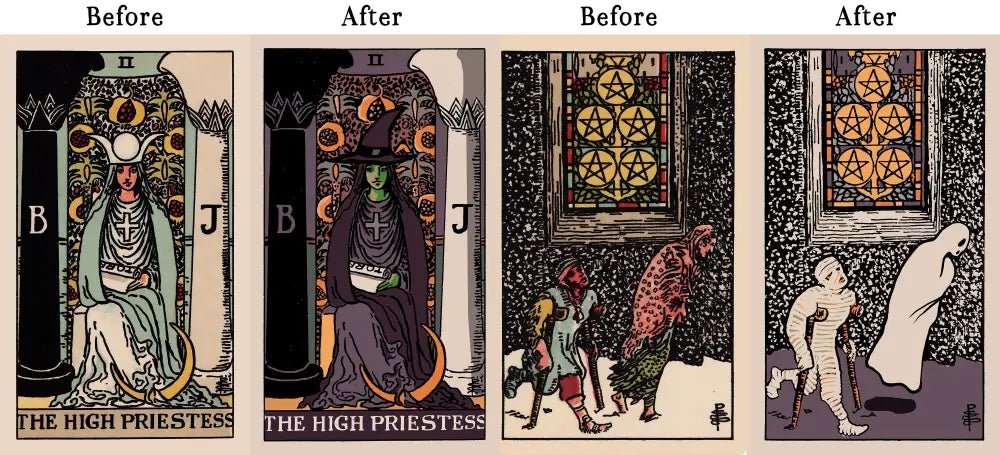 RWS Halloween Tarot Deck With 78 Cards And Box by My Store
