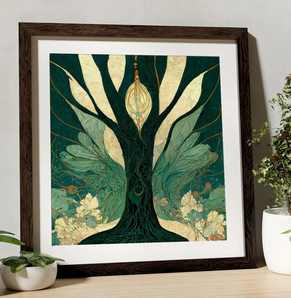 Sacred Tree Surreal Art Print Upper World And Lower World On Premium Archival Paper 230Gsm by My Store