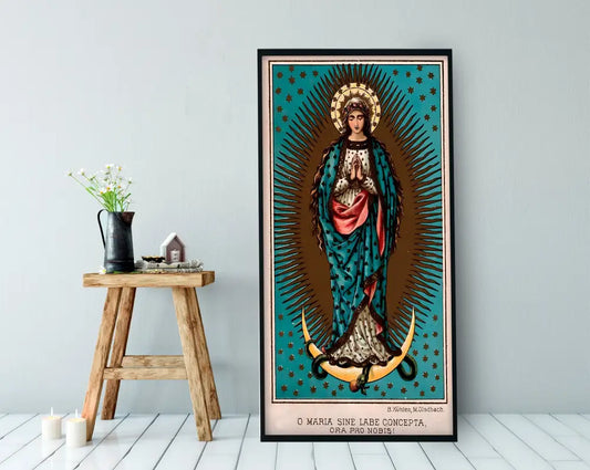 Saint Mary Art Teal Vintage Art Nouveau Poster Maria by My Store