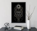 Sephirotic Tree Of Life Kabbalah Occult Design Art Print In Black And Gold On Premium Matte Fine Art Paper by My Store