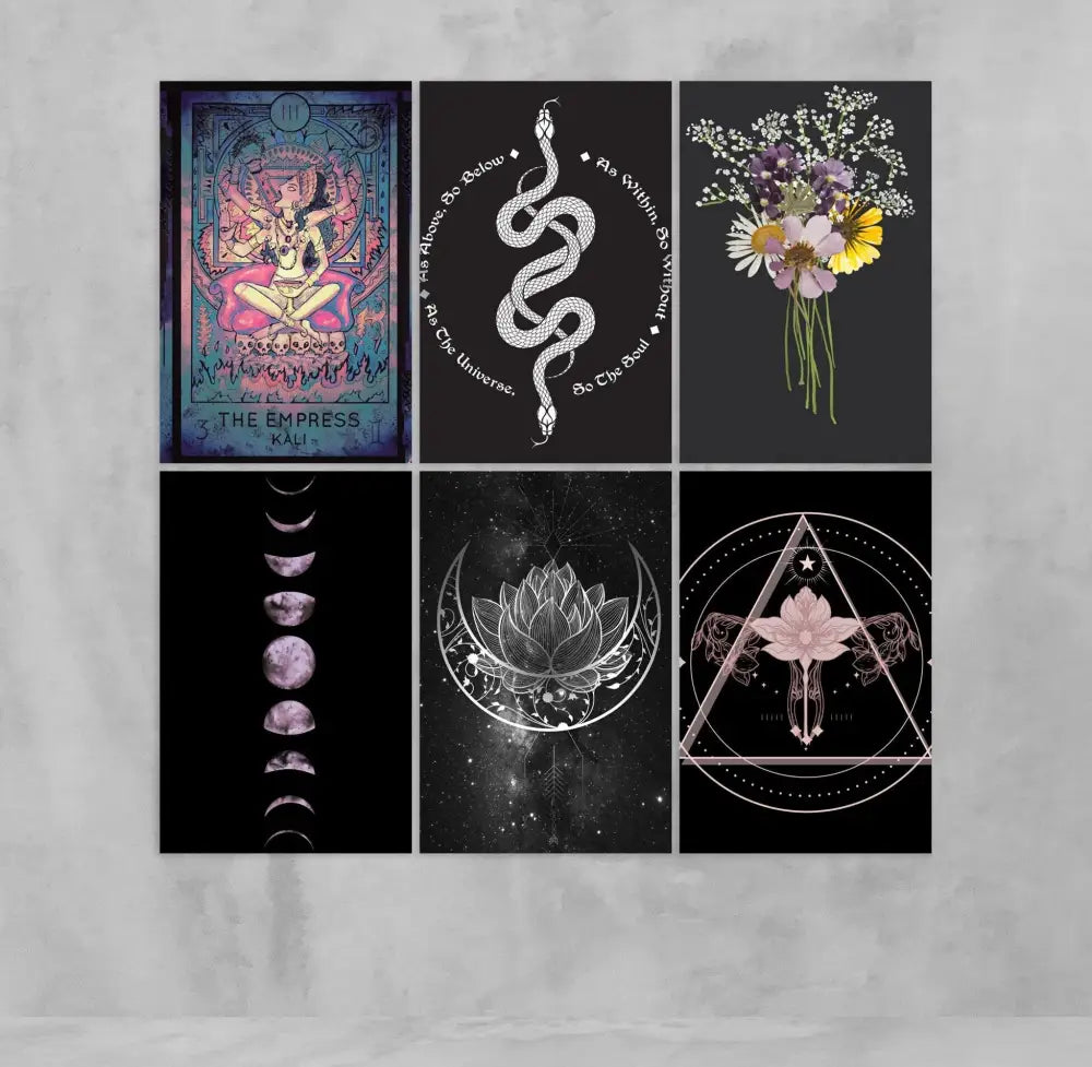 Set of Gothic Aesthetic Collage Prints - Dorm Room Prints - Collage of Pink and Black - aesthetic room decor by DesignBohemian