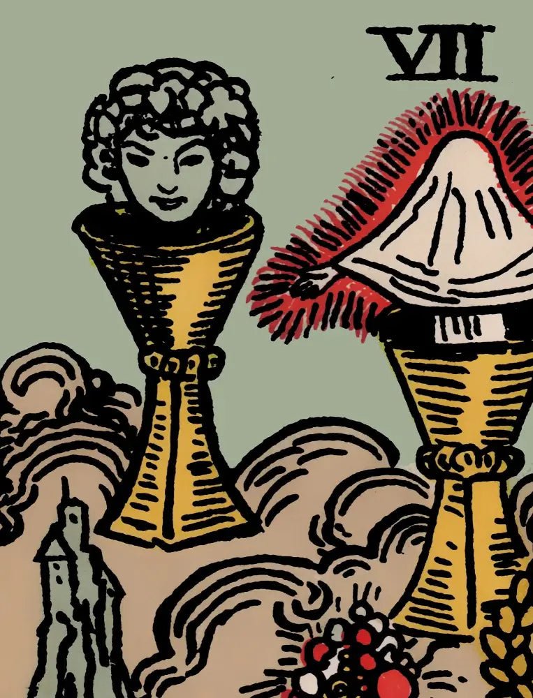 Seven Of Cups Tarot Card Print Poster No Frame Enchanting Wall Art For Tarot Lovers by My Store