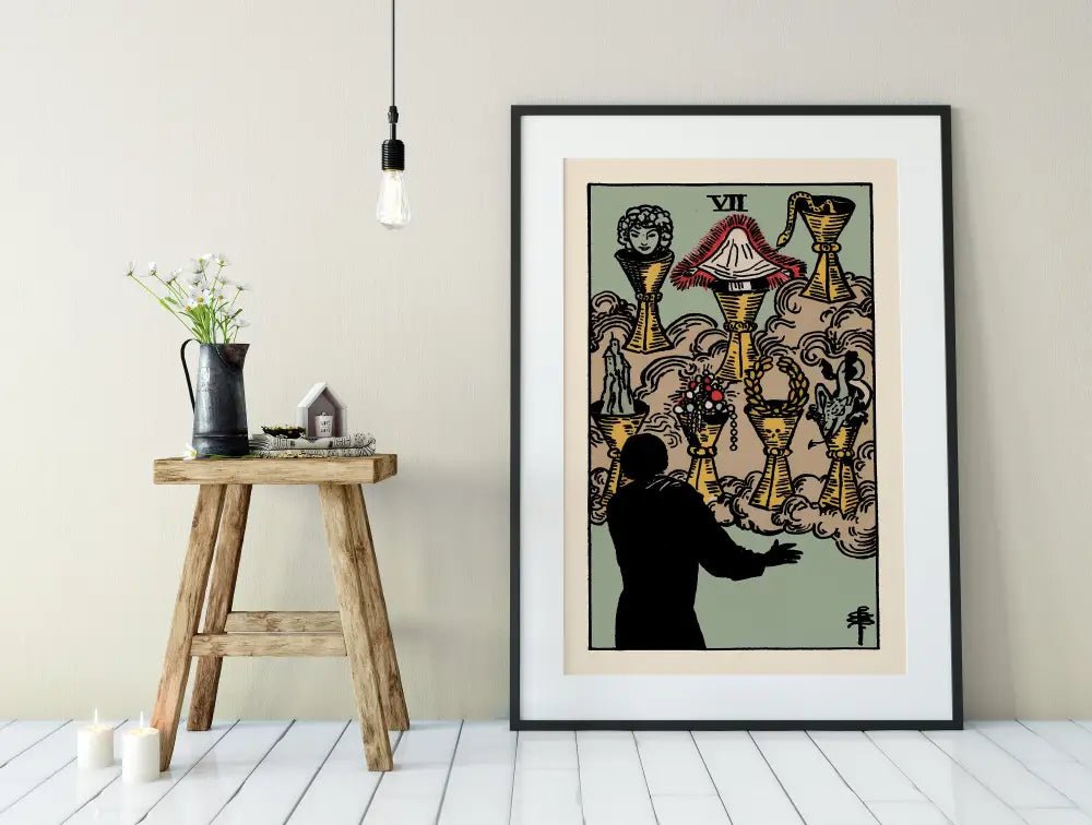 Seven Of Cups Tarot Card Print Poster No Frame Enchanting Wall Art For Tarot Lovers by My Store